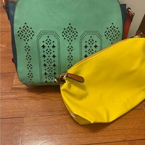 Liz Soto 2 in 1  Wristlet Pouch with Mint Cutout Crossbody Bag